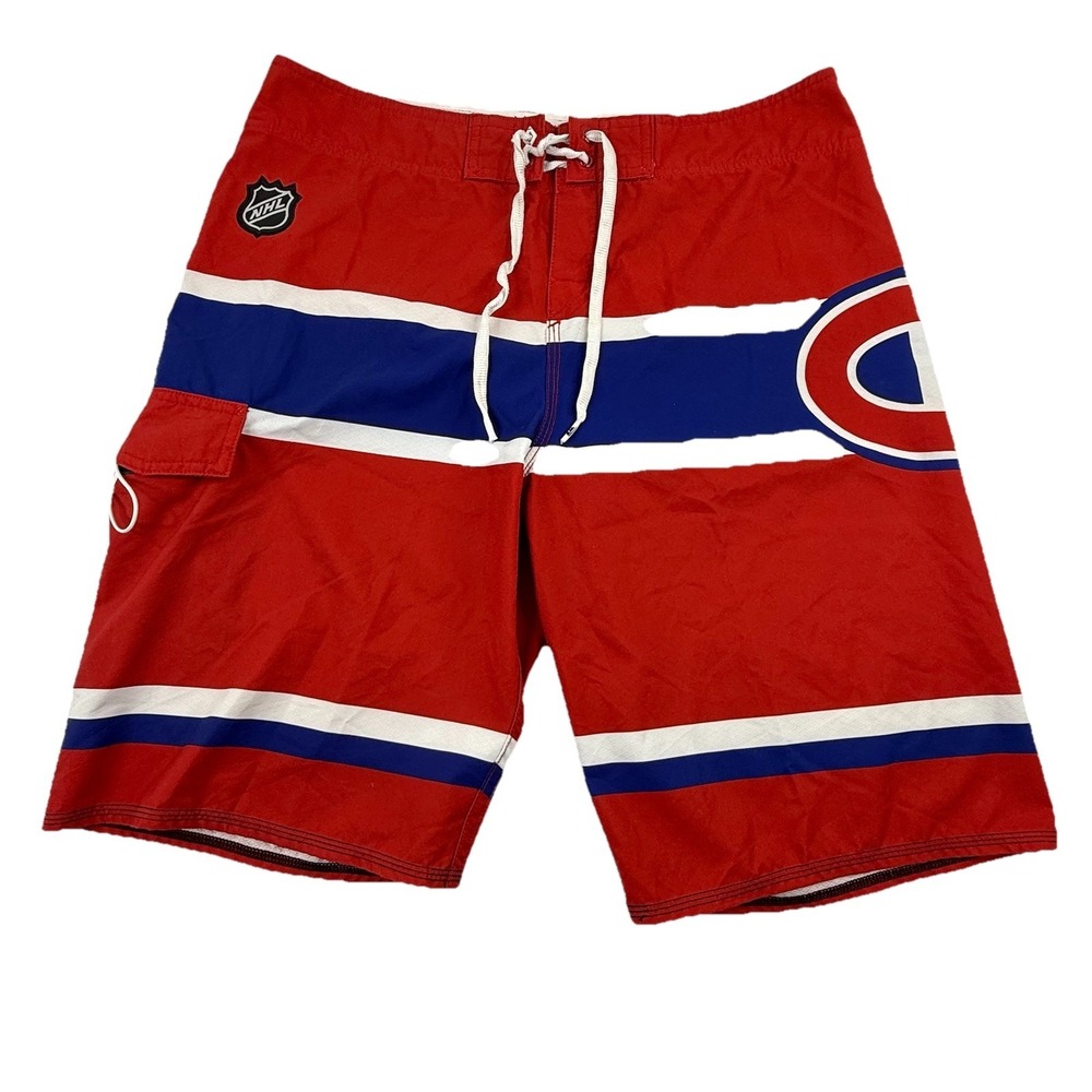 Quiksilver NHL Montreal Canadians Swim Trunks Board Shorts Size 34 11" Inseam